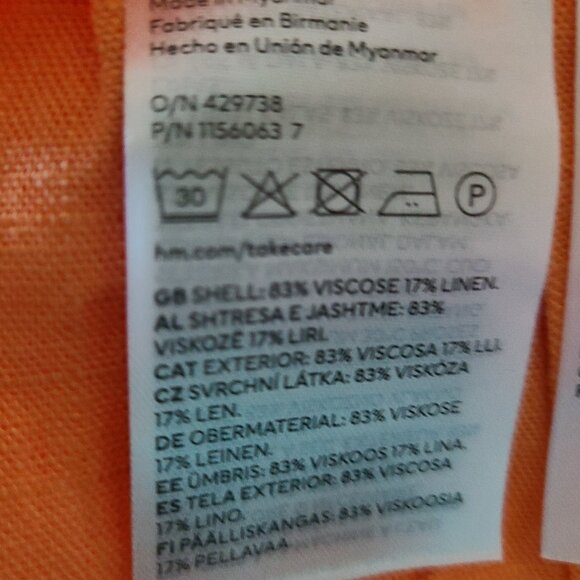 DIVIDED BY H&M WIDE LEG RAYON/ LINEN BLEND SILK-LIKE FEEL IN APRICOT SIZE US XL - Picture 9 of 11